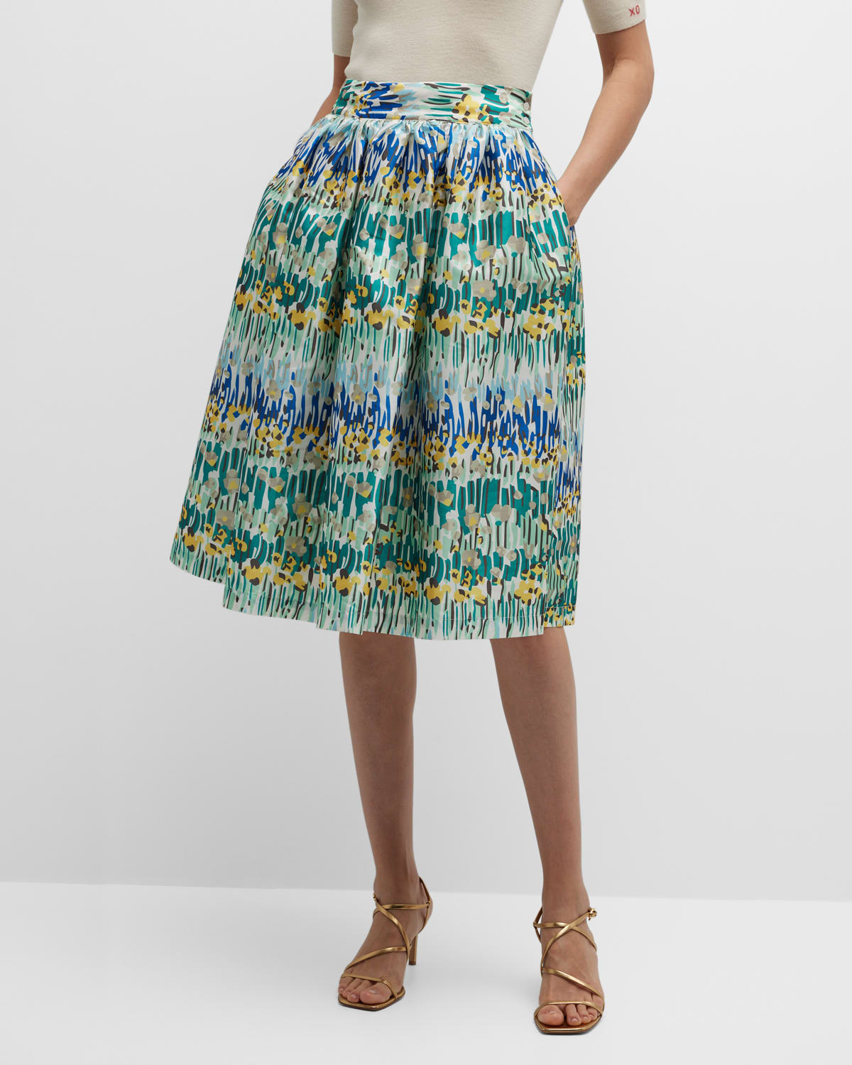 Barbara Floral-Print Midi Skirt
