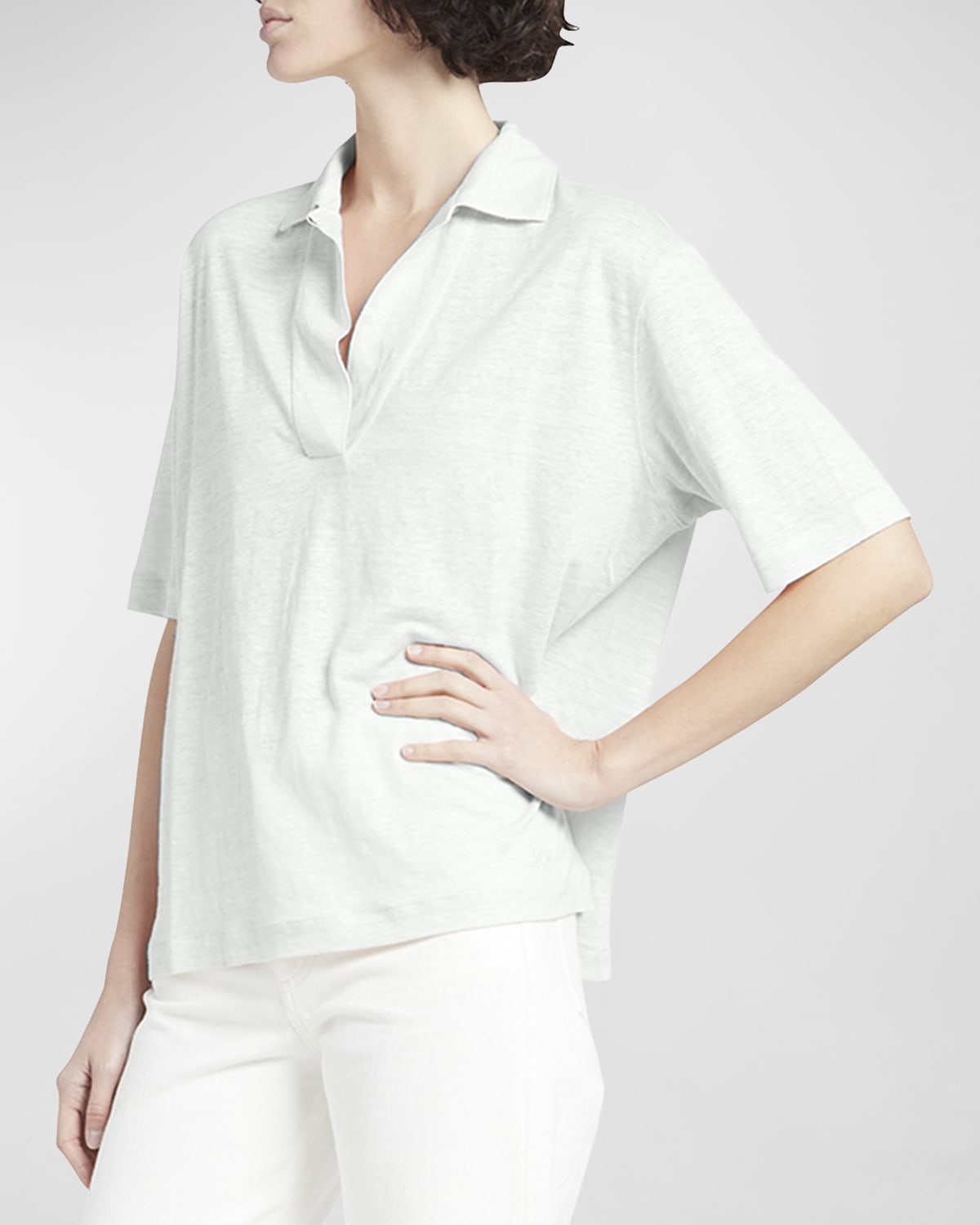 Shop Loro Piana Gargano Linen Polo Shirt In 1000 White