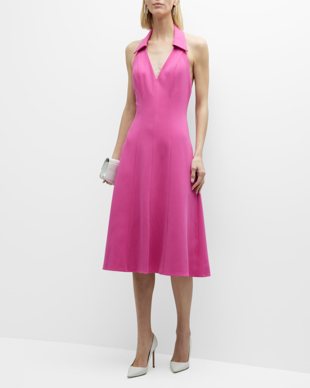 Black Halo Lathan Sleeveless Halter Midi Dress In French Rose