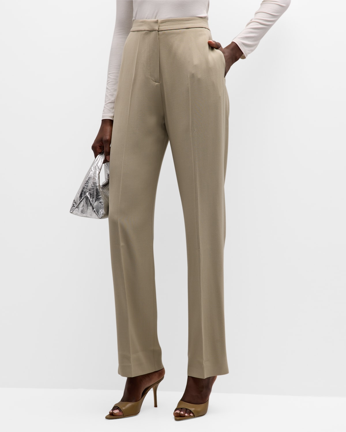 Slim Straight Wool-Blend Trousers