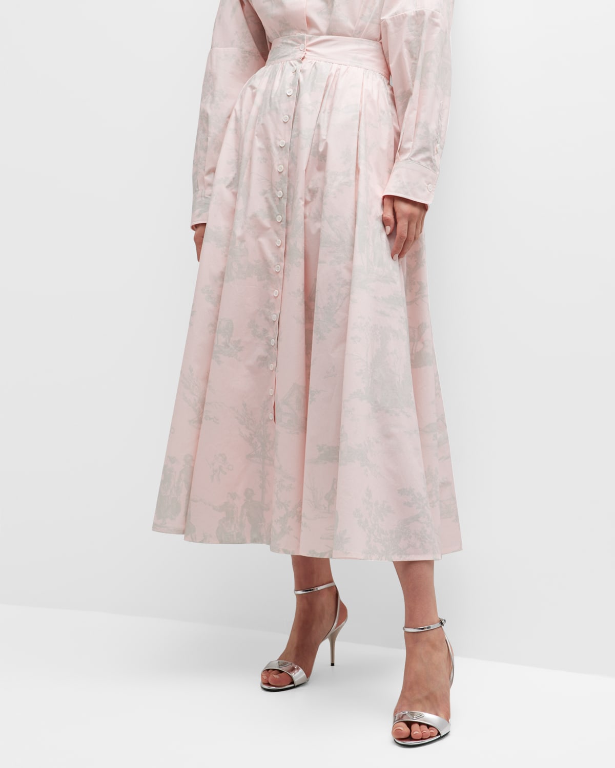 PHILOSOPHY DI LORENZO SERAFINI BUTTON-FRONT A-LINE MIDI SKIRT
