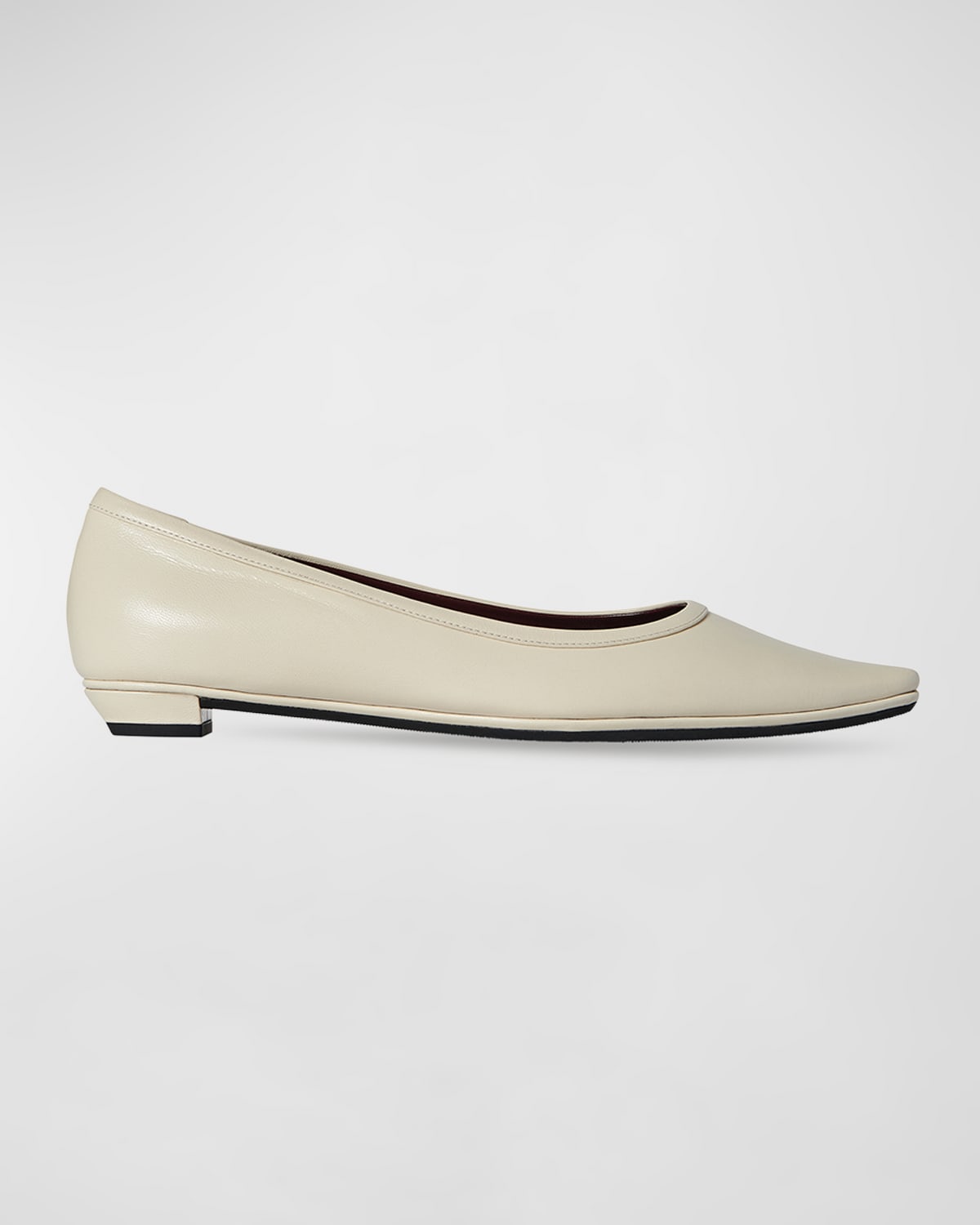 Shop The Row Claudette Leather Ballerina Flats In Ivory
