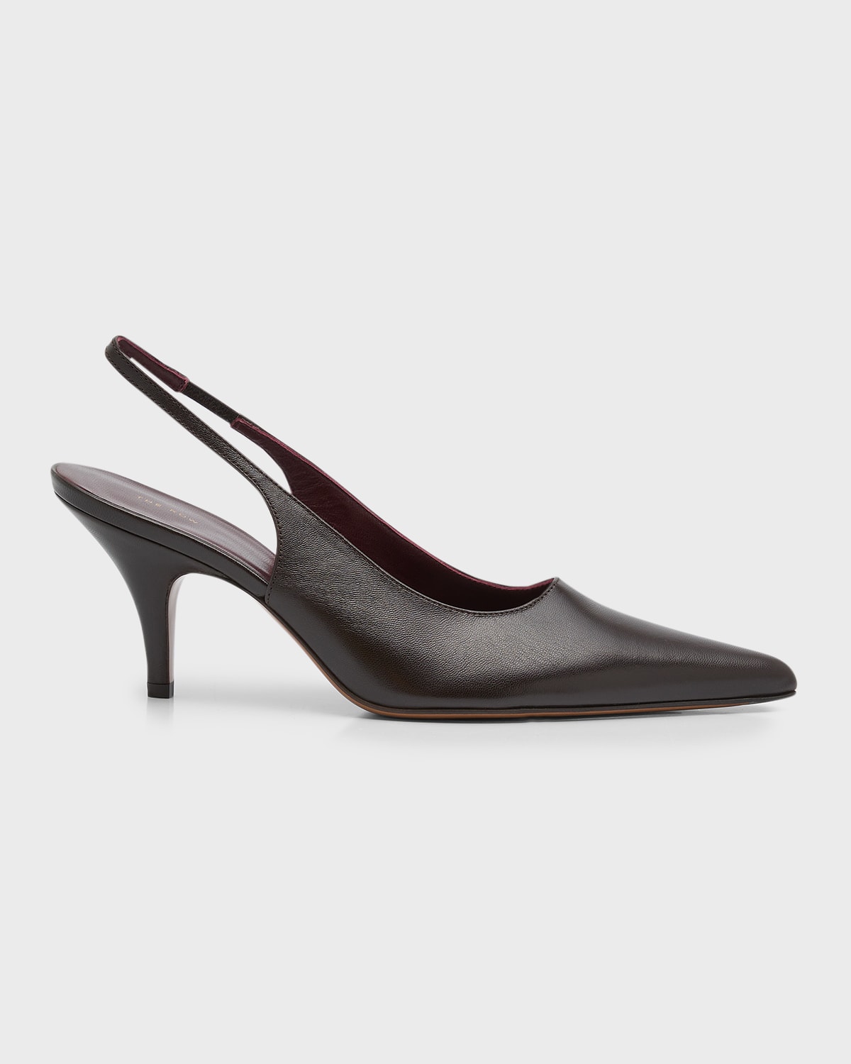Shop The Row Napa Leather Slingback Pumps In Chocolate