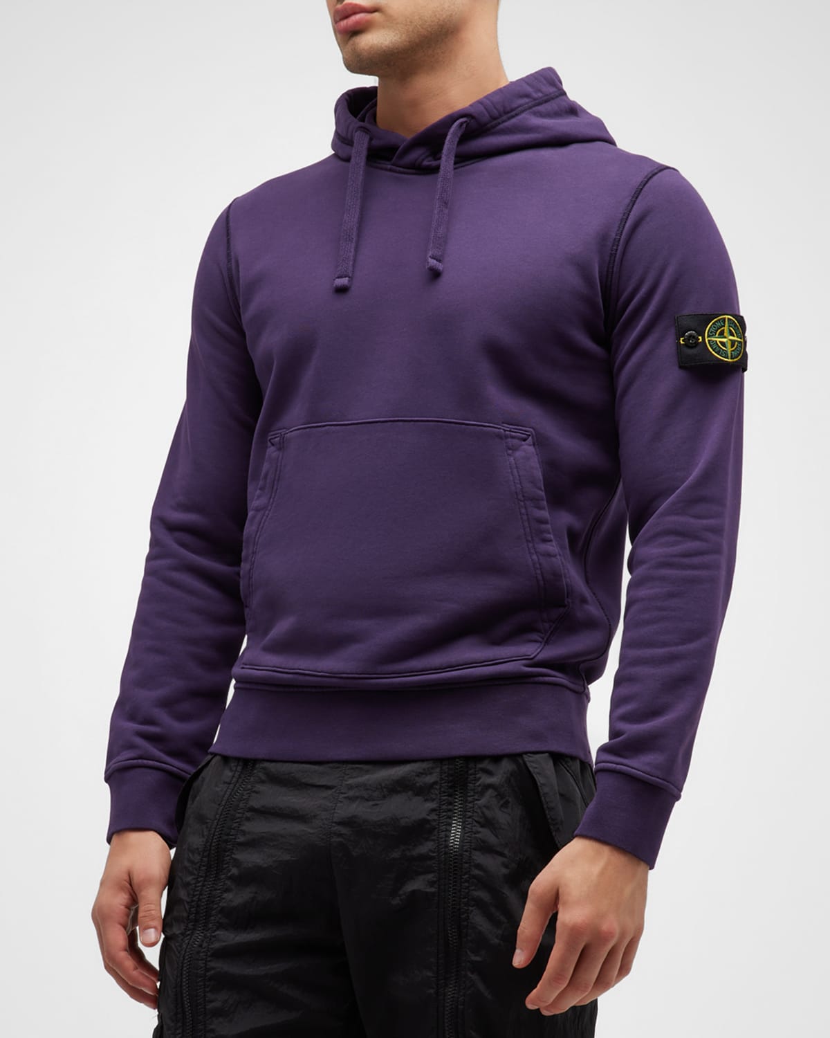 Stone Island Men's Basic Hoodie With Logo Patch In Black
