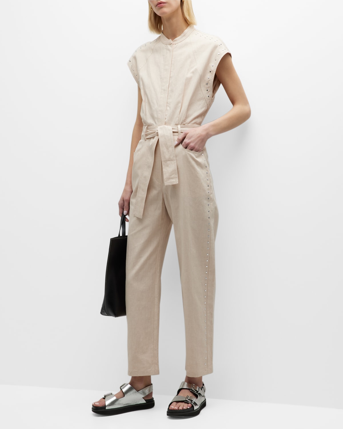 Iro Romeo Stud-embellished Jumpsuit In Light Beige