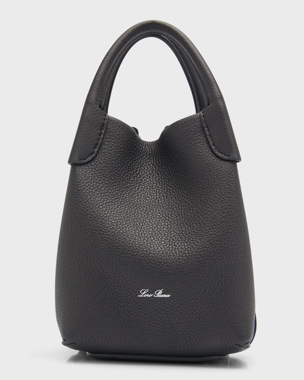 Loro Piana Leather Top Handle Bag In Blue