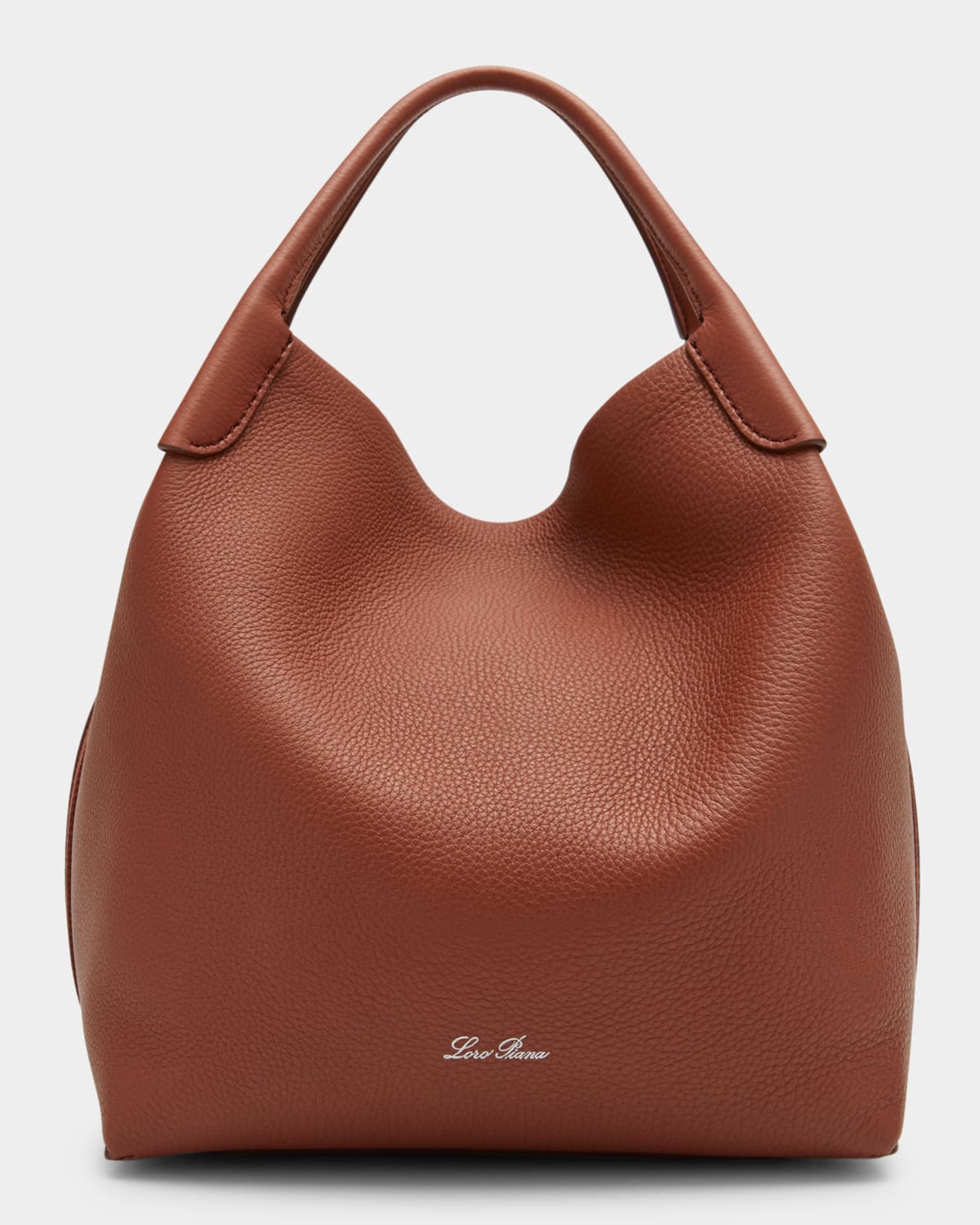 Loro Piana Bale Fine-grain Leather Crossbody Bag In Kummel