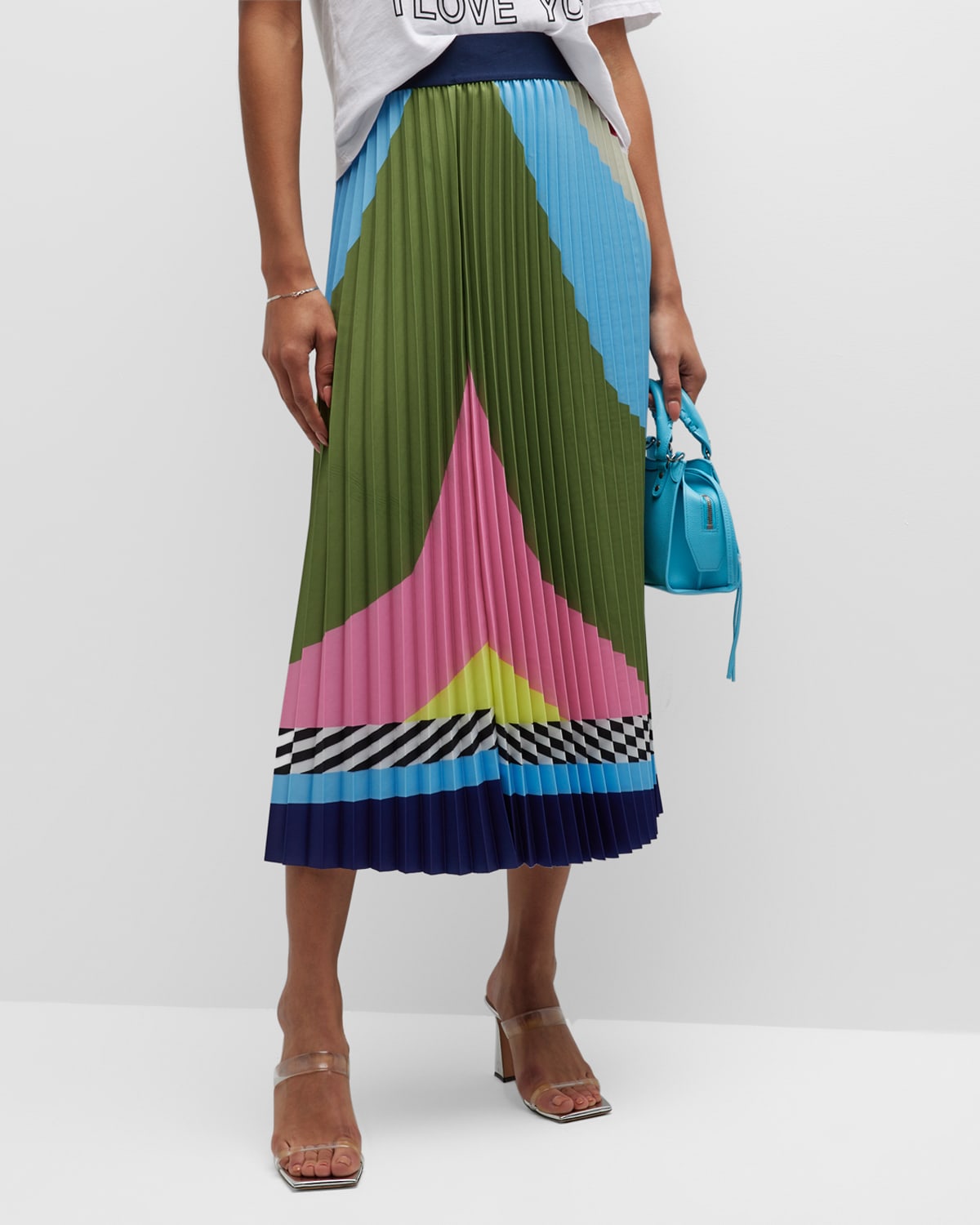 Le Superbe Pattern Pleated Midi Skirt