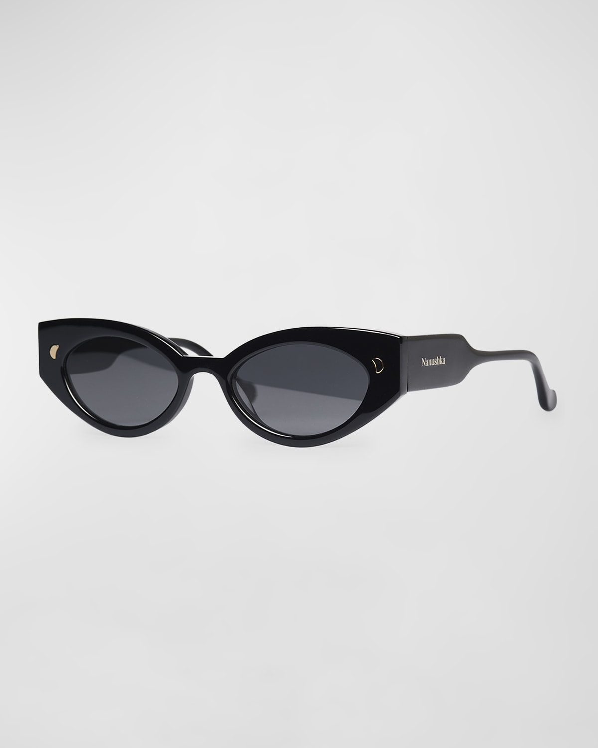 Shop Nanushka Azalea Oval Acetate Sunglasses In Black