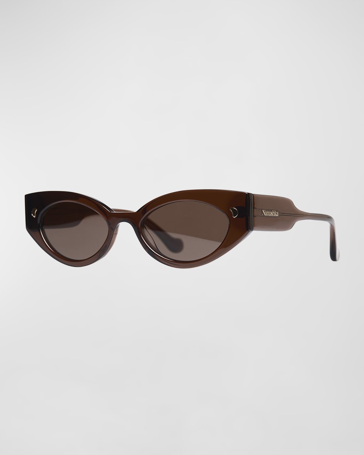 Nanushka Azalea Oval Acetate Sunglasses In Brown