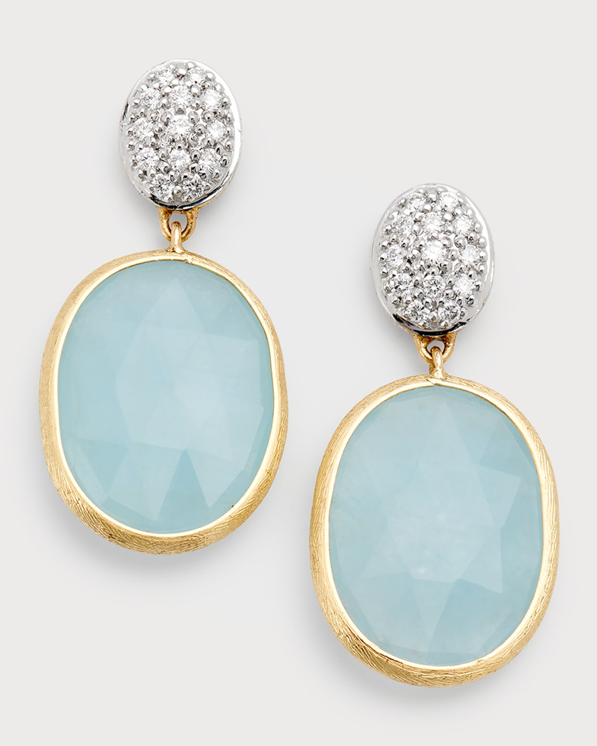 Siviglia 18k Gold Diamond and Aquamarine Drop Earrings
