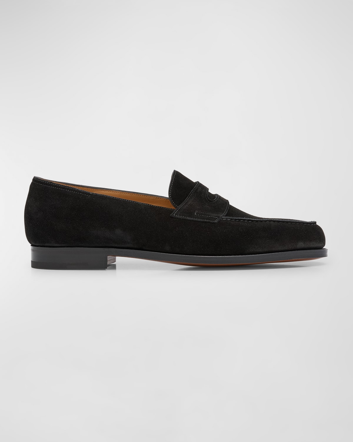 John Lobb Men's Lopez Suede Penny Loafers In Black