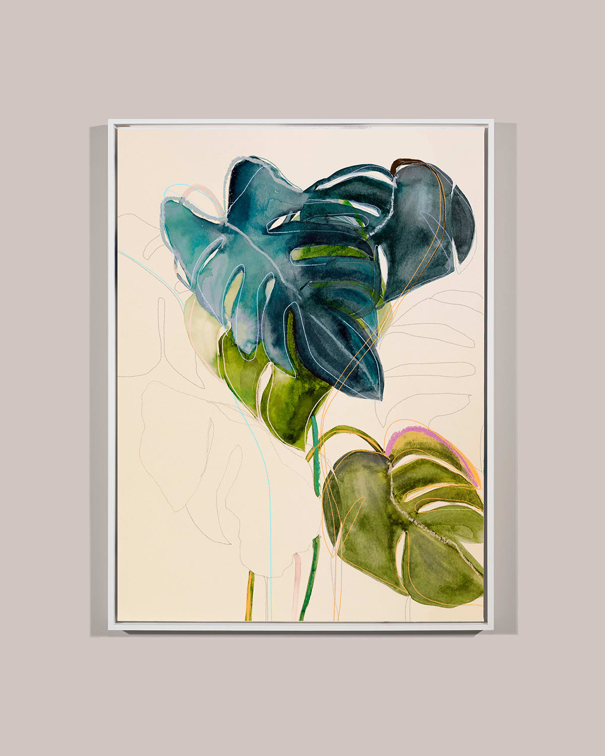 Blue Monstera Framed Giclee