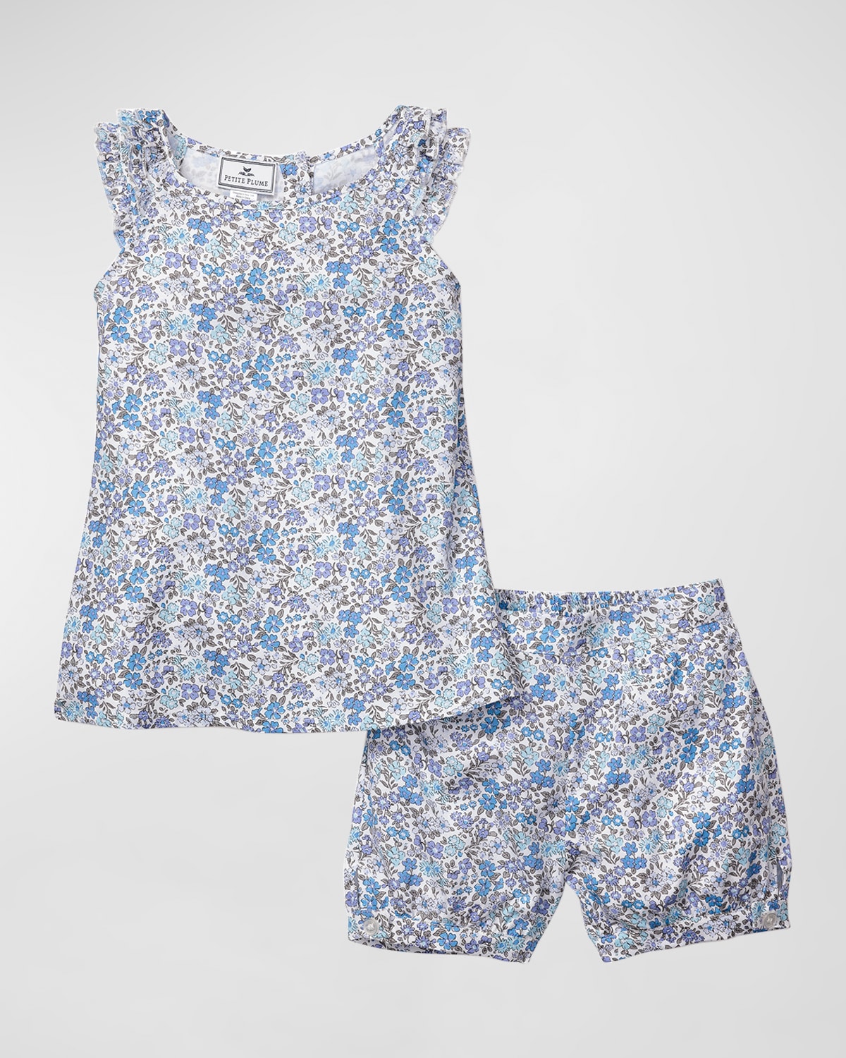 Shop Petite Plume Girl's Amelie Fleur D'azur Two-piece Set In Blue