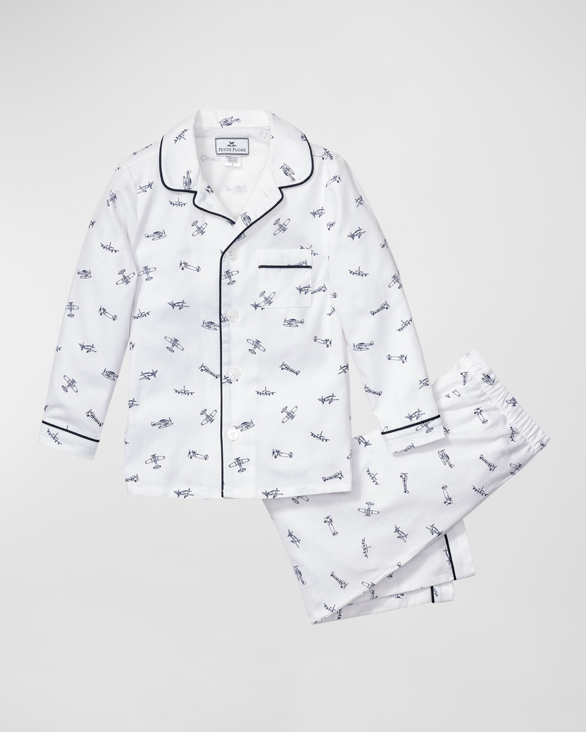 Petite Plume Boys' Par Avion Pajama Set - Baby, Little Kid, Big Kid In White