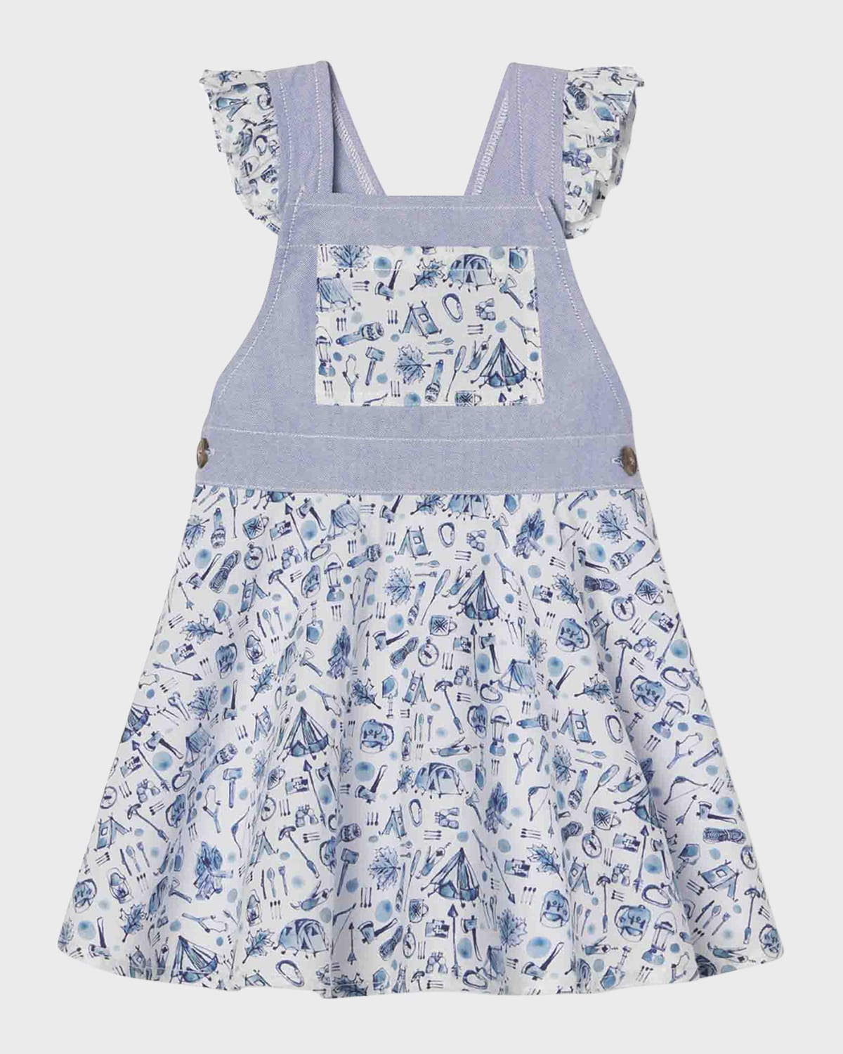 Girl's Kennedy Ernest's Adventure-Print Combo Dress, Size 3M-2