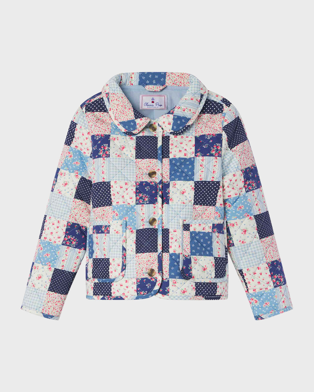 Girl's Cece Mixed Patchwork-Print Coat, Size XS-XL