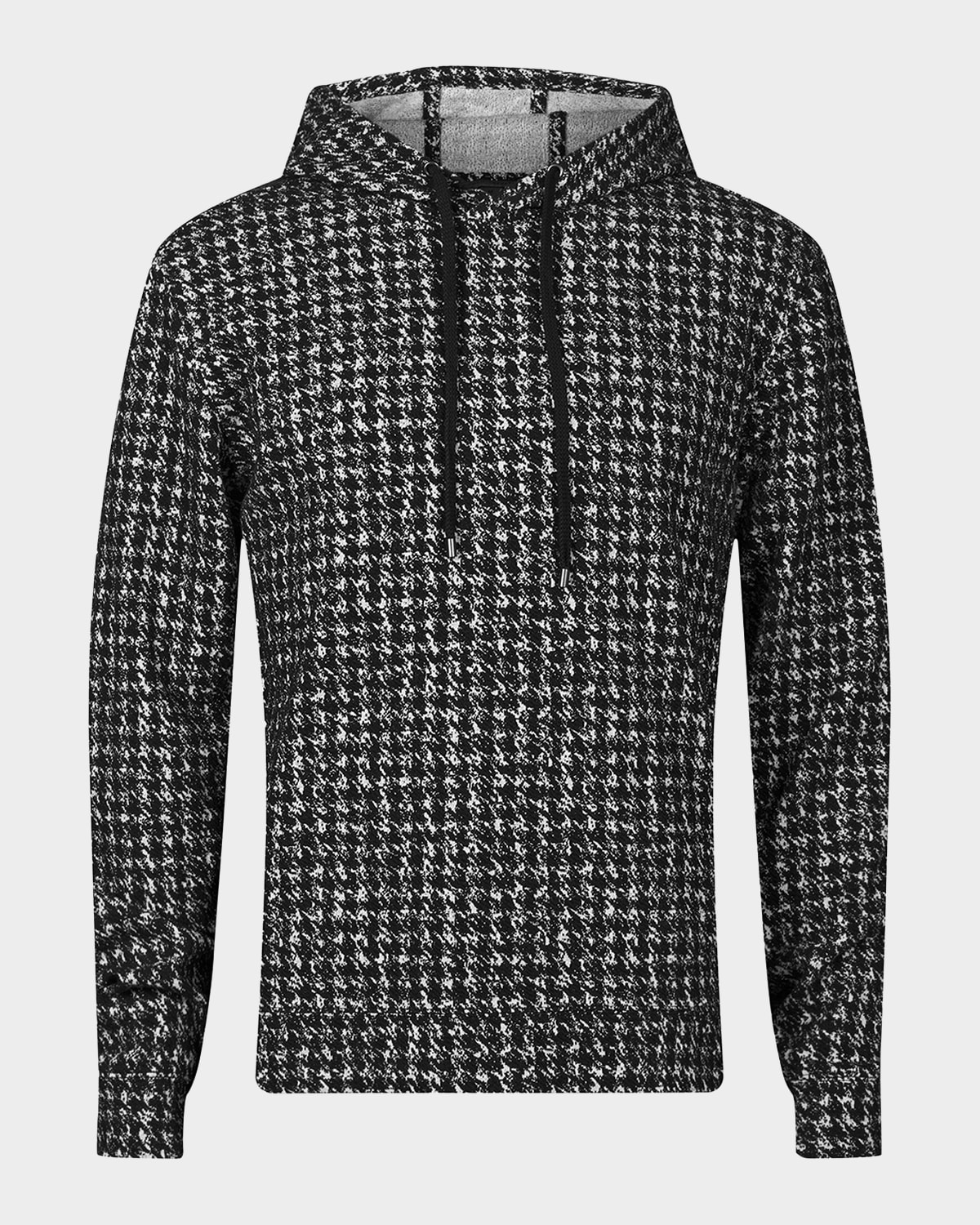 John Varvatos Delancy Houndstooth Print Hoodie In Black