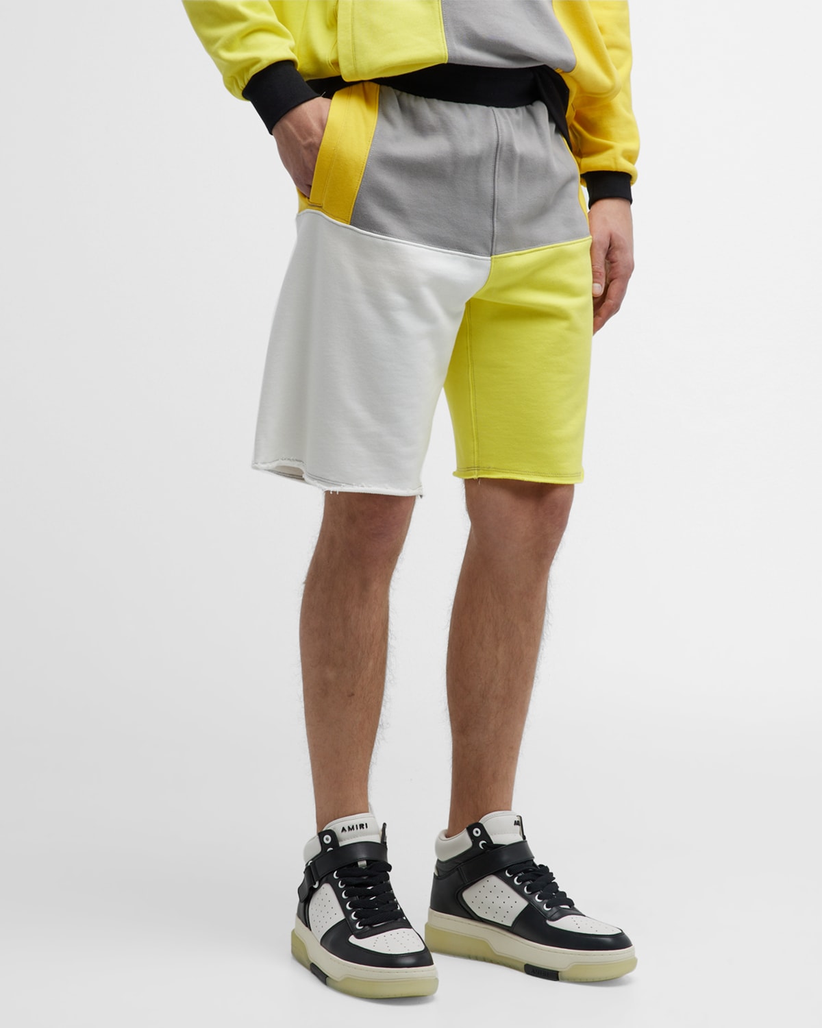 Lotto Italia Men's Colorblock French Terry Shorts In Yellow Multi