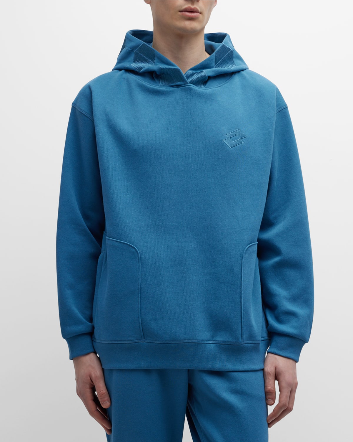 Lotto Italia Men's Tonal Soccer Embroidered Hoodie In Sterling Blue