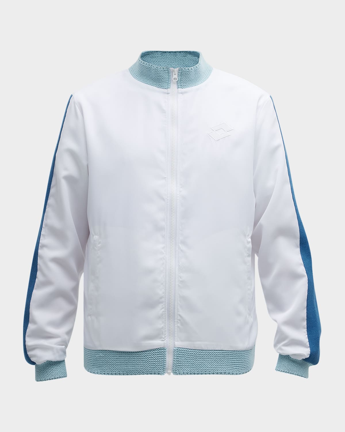 Lotto Italia Men's Knit-trim Track Jacket In White/blue