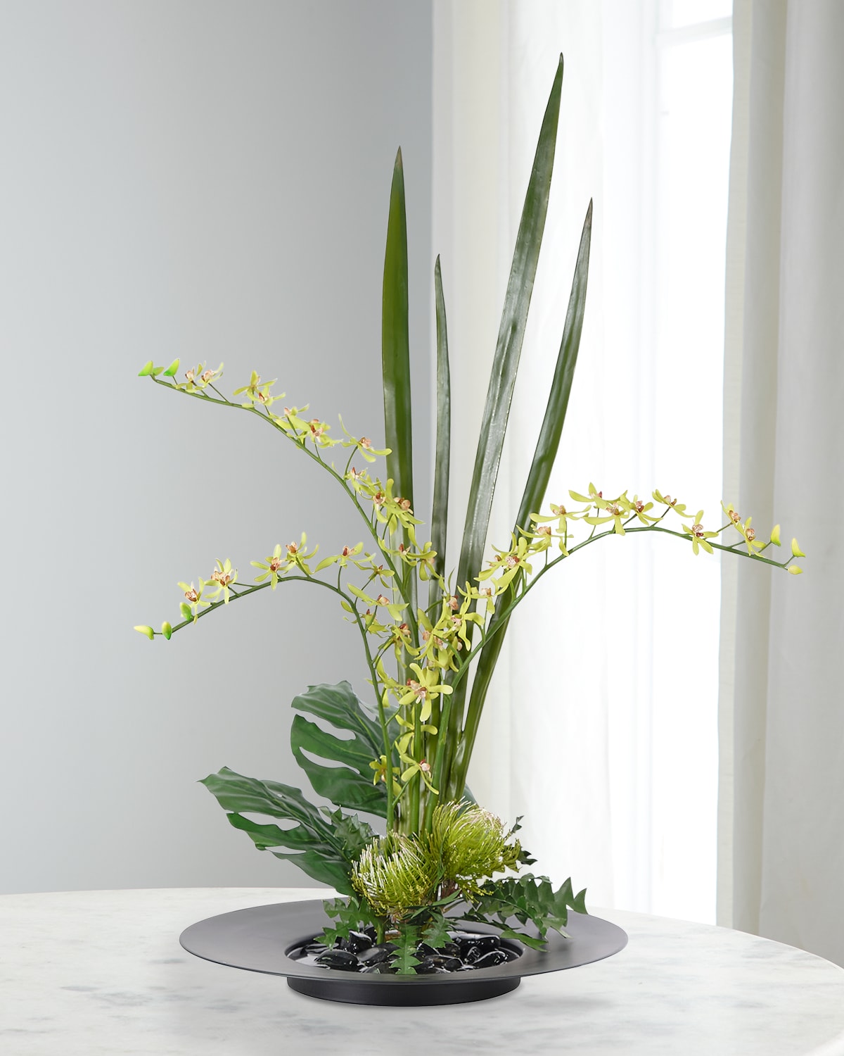 Ndi Faux Orchid Protea Plant In Tray, 36"t