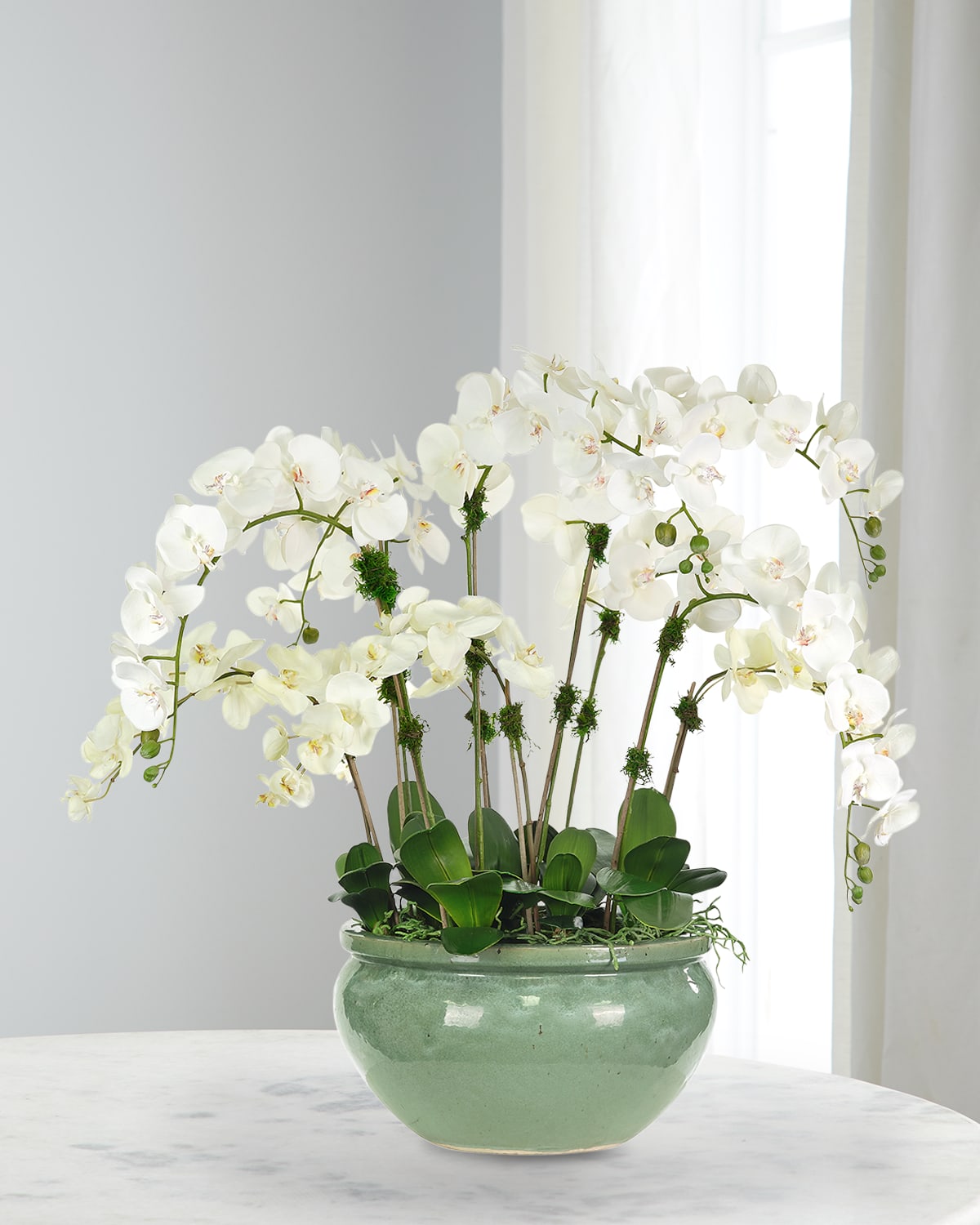Faux Orchid Phalaenopsis In Pottery Longshan, 42"T