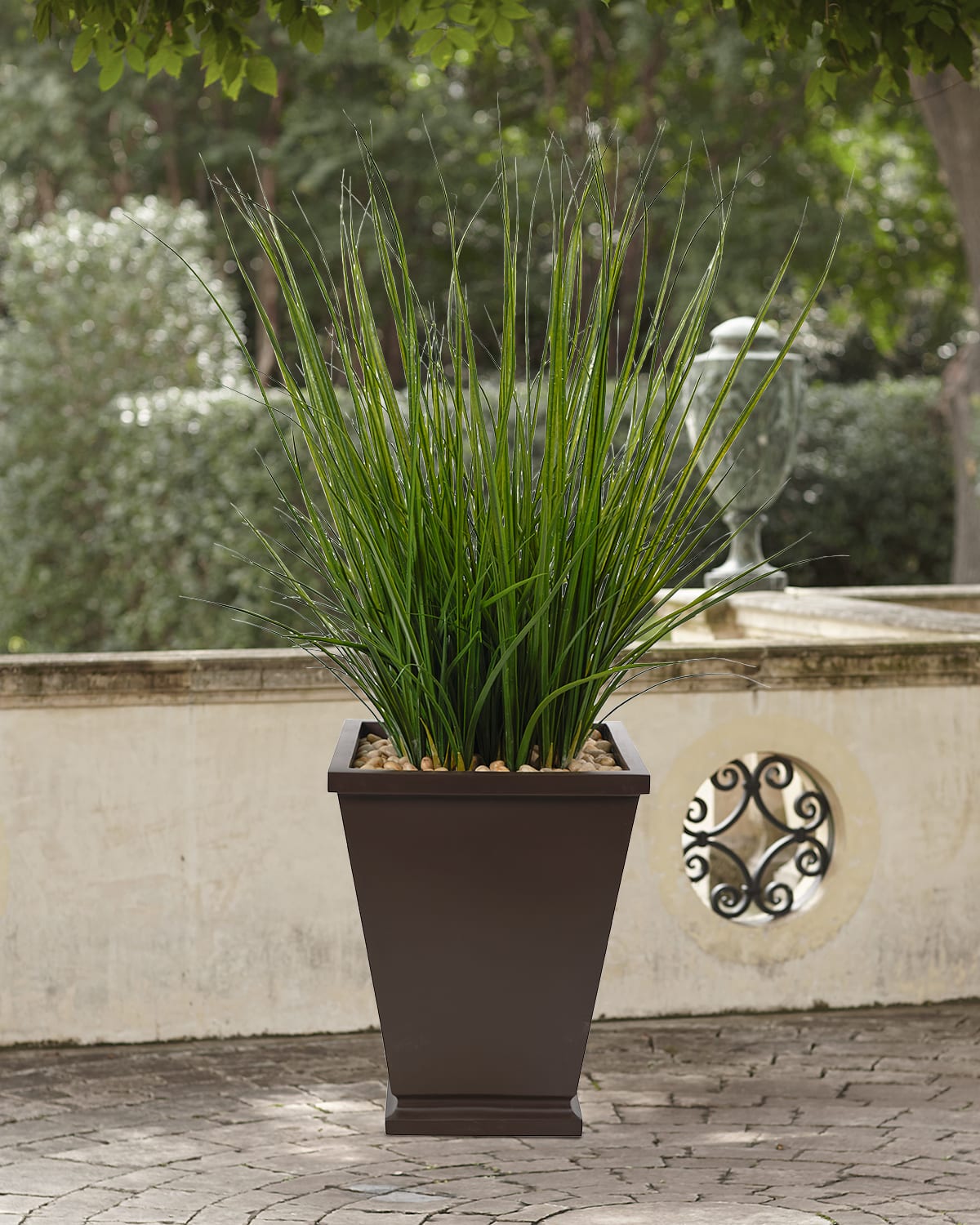 Faux Grass In Tapered Square Pot, 65"T