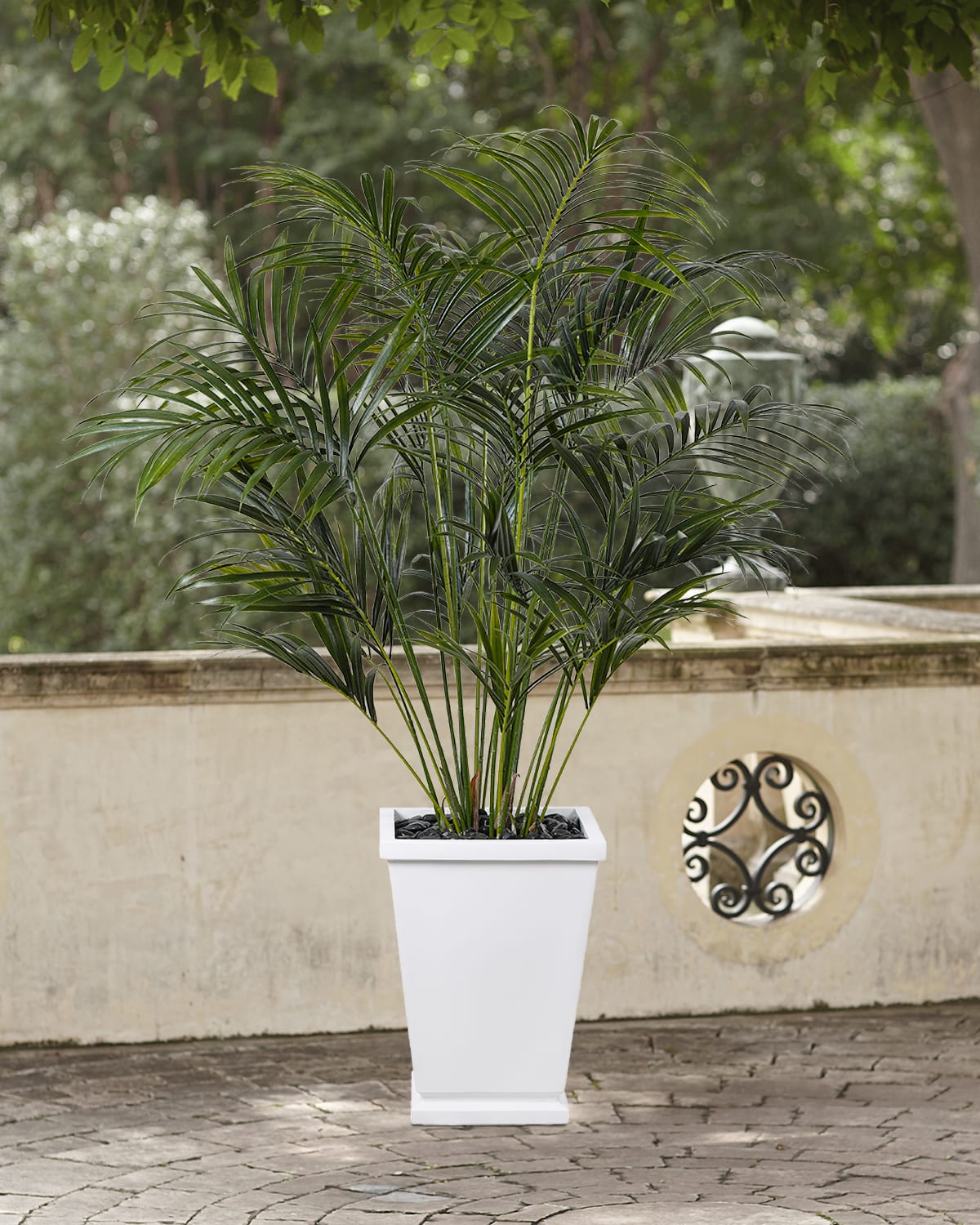 Faux Palm Tree In Tapered Square Pot, 74"T