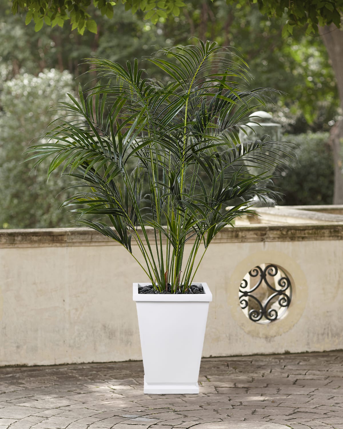 Ndi Faux Palm Tree In Tapered Square Pot, 74"t