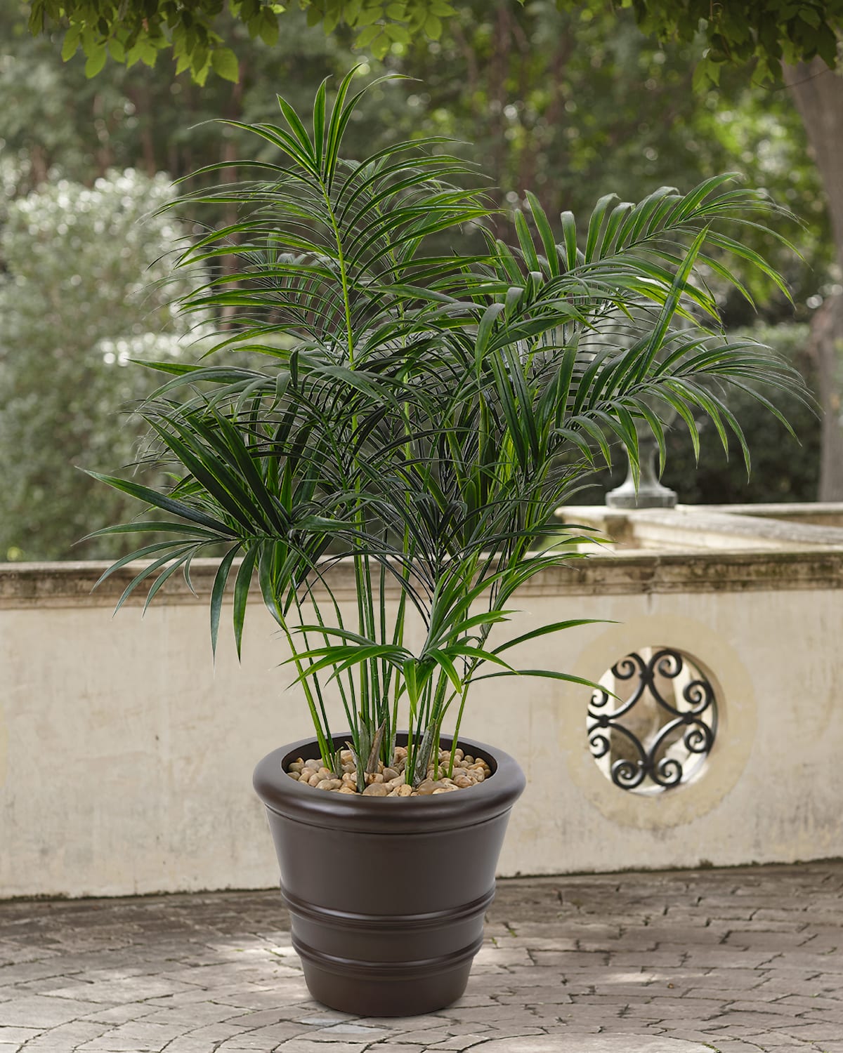 Faux Palm Kentia Tree In Ribbed Planter, 68"T