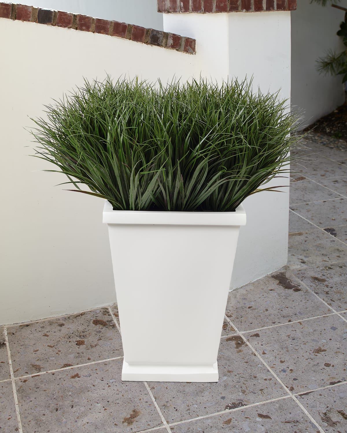 Faux Grass In Tapered Square Planter, 38"T