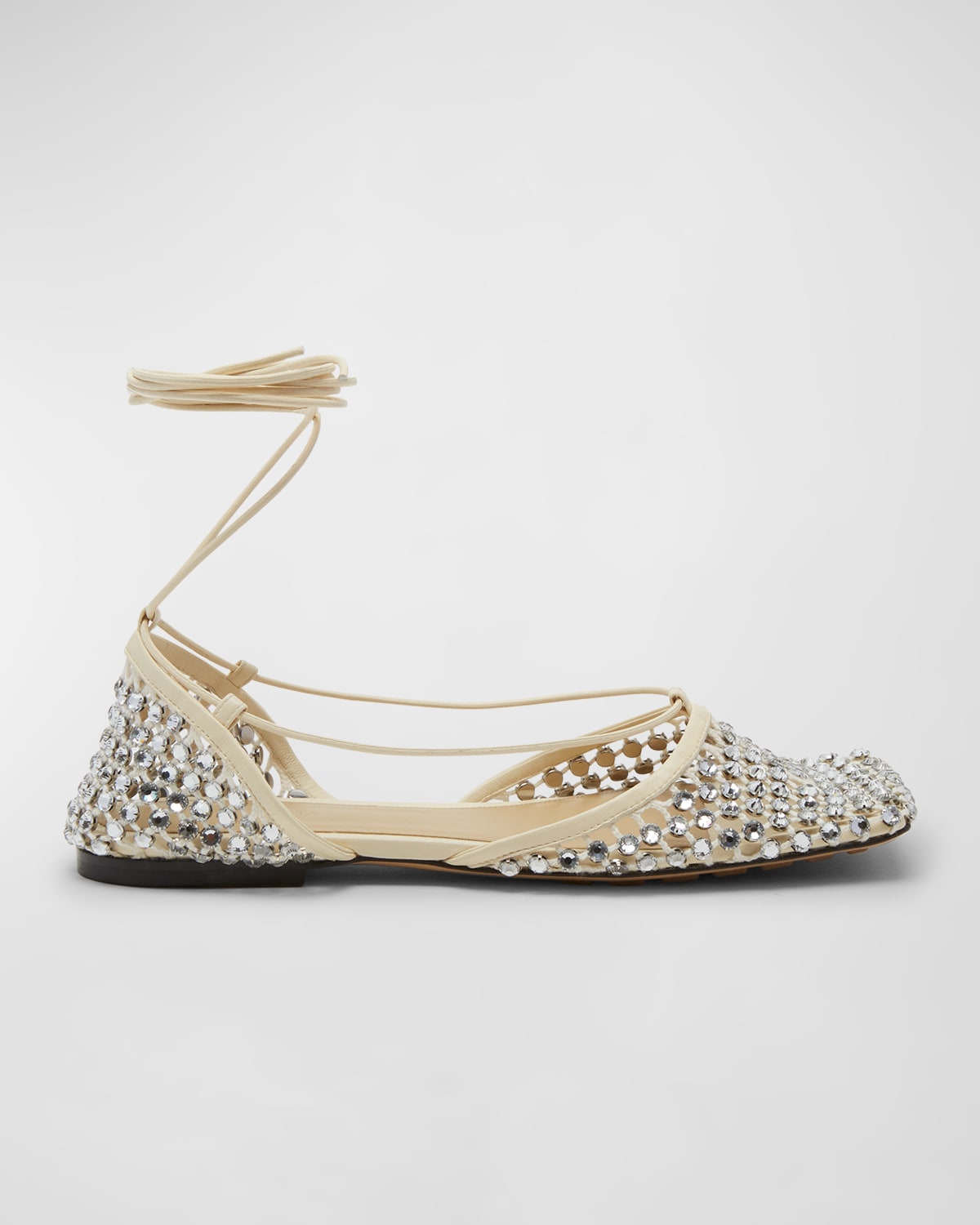 Bottega Veneta Sparkle Stretch Flat Leather Sandals In Toile