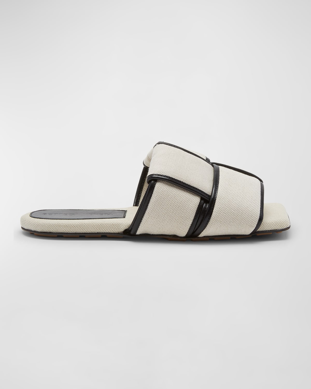 Bottega Veneta Patch Cassette Slide Sandal In Beige Black