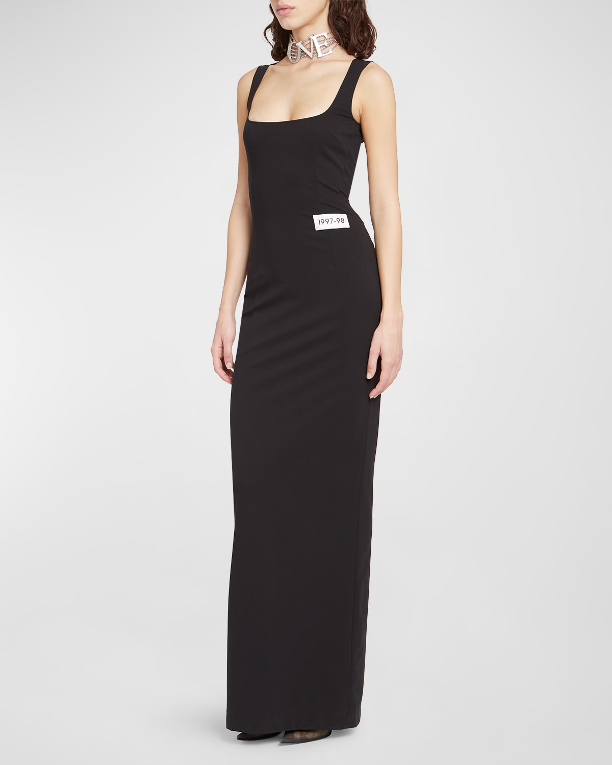 Dolce & Gabbana Stretch Jersey Column Dress With Year Patch In Black