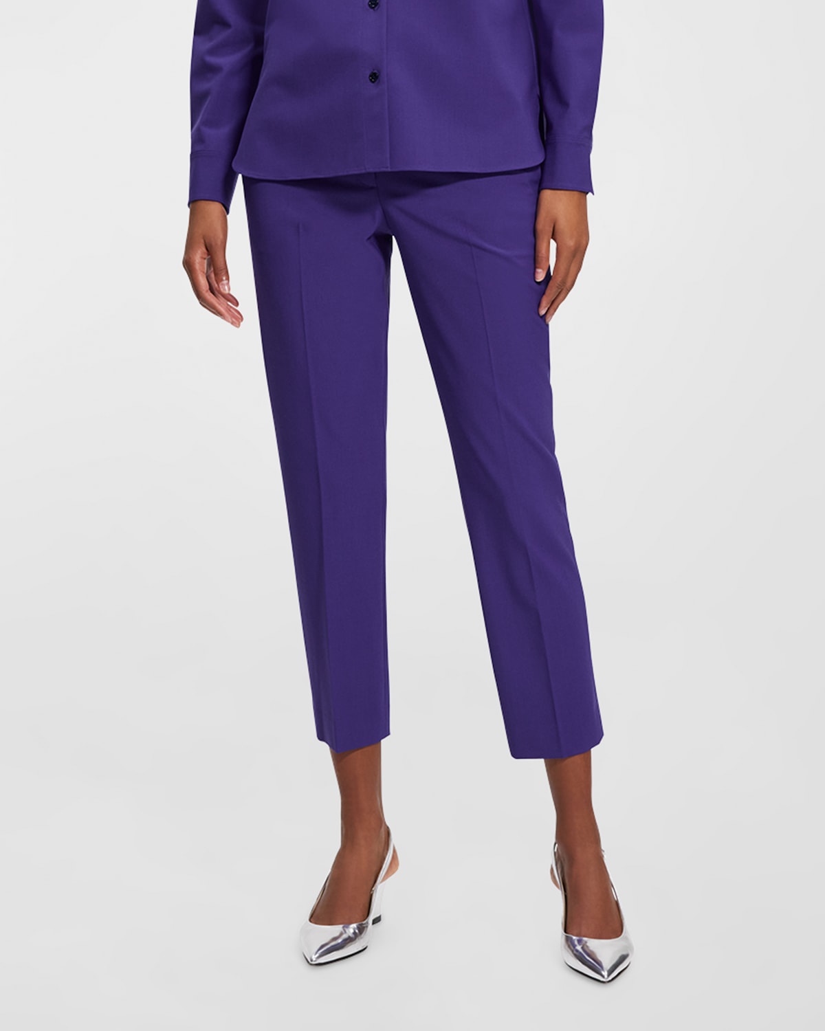 Theory Treeca Good Wool Cropped Pants In Carnation