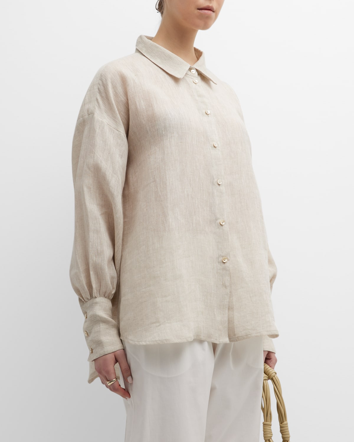 LAUDE the Label The Museo Bishop-Sleeve Button-Front Shirt