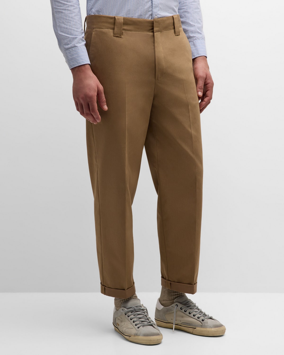 Golden Goose Men's Comfort Cotton Chino Skate Pants In Khaki Beige