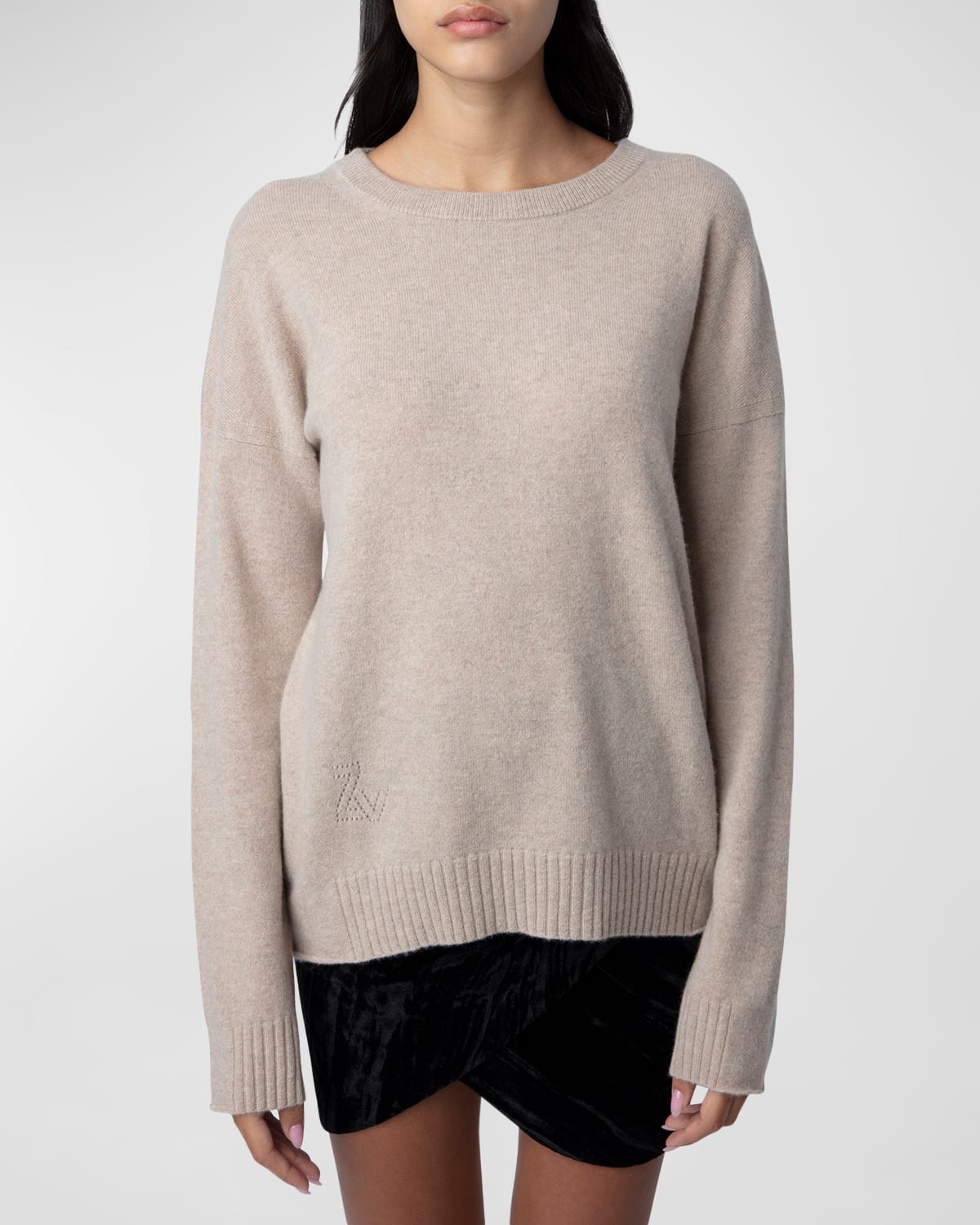 Zadig & Voltaire Cici Star Patch Cashmere Sweater In Avoine