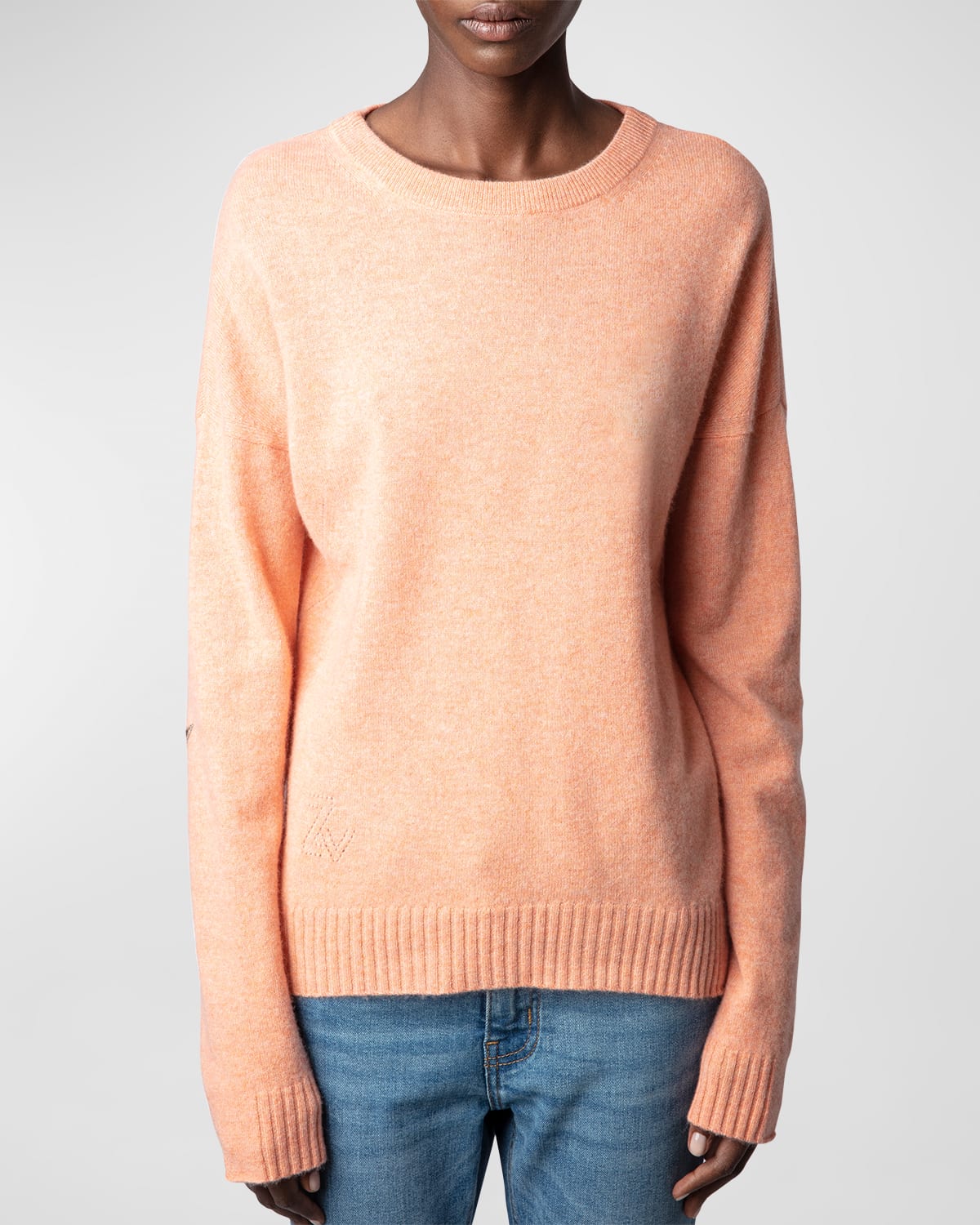 Zadig & Voltaire Cici Patch Cashmere Jumper In Corail