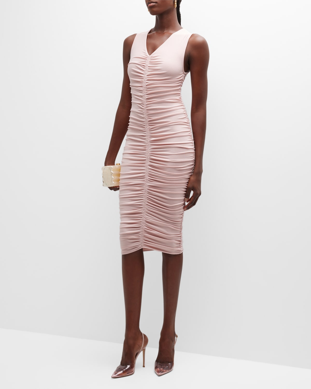 AS BY DF DEANNA RUCHED KNEE-LENGTH DRESS