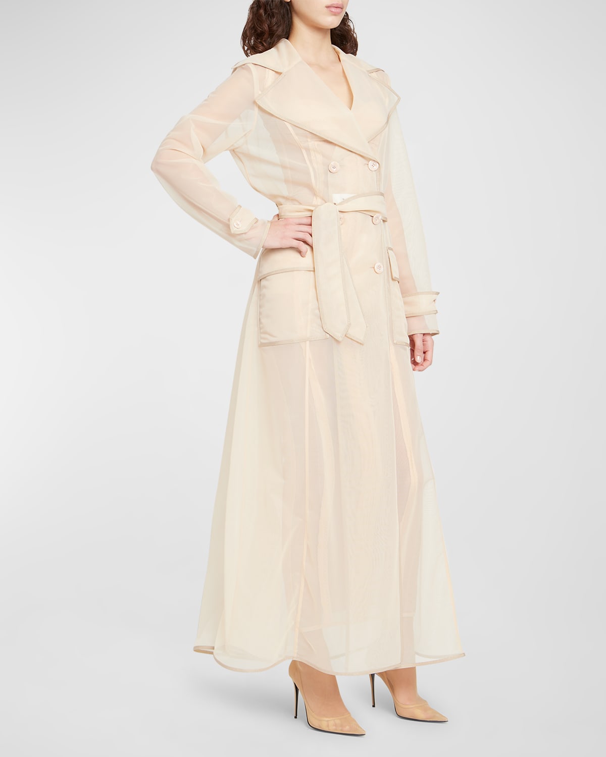 Dolce & Gabbana Tech Marquisette Belted Trench Coat In Lt Pink