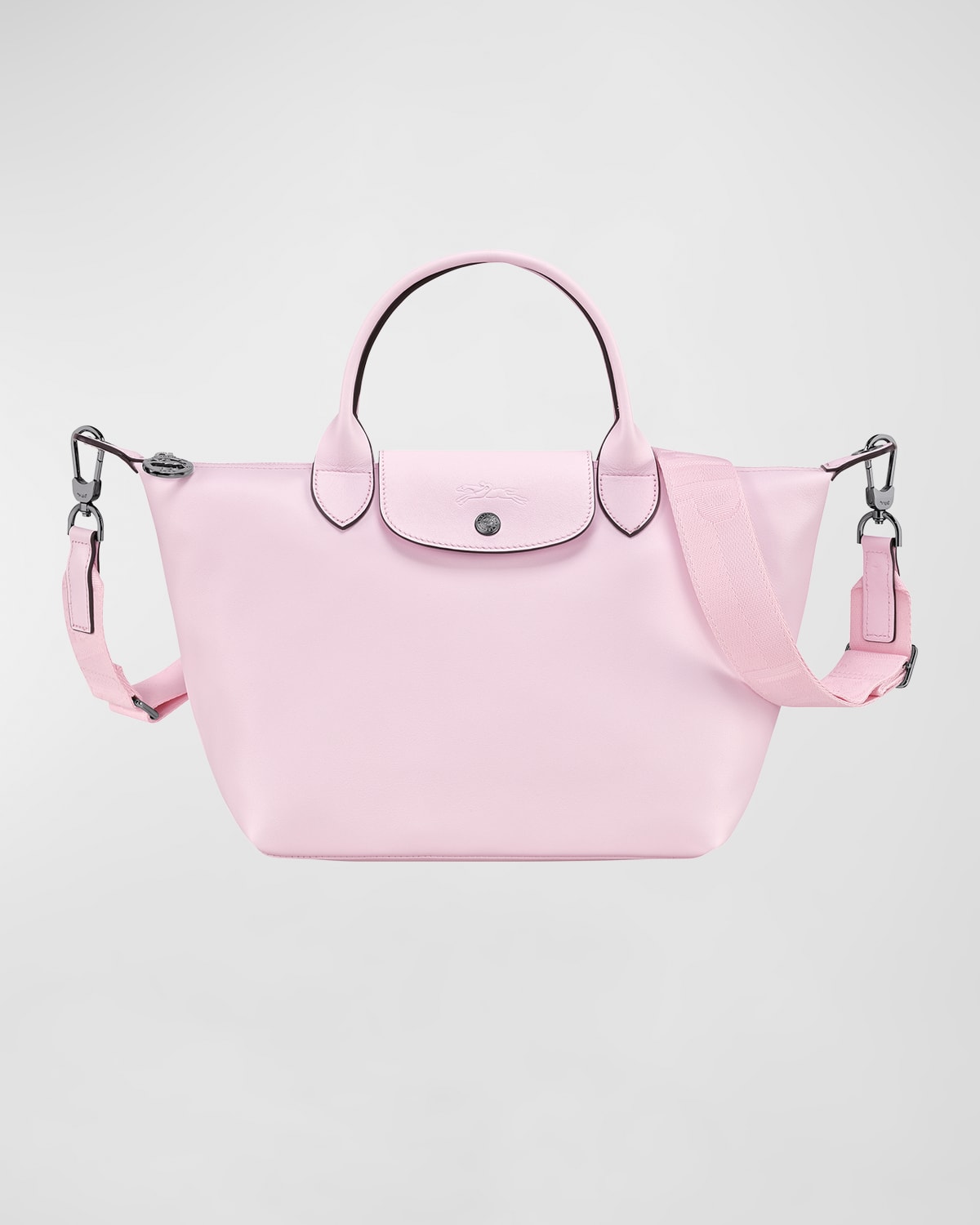 Longchamp Extra Small Le Pliage Leather Top Handle Bag in Petal Pink