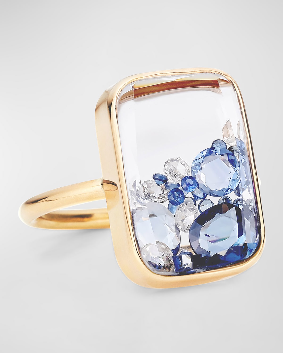 Moritz Glik Ten Fourteen Diamond And Sapphire Kaleidoscope Shaker Ring In Gold