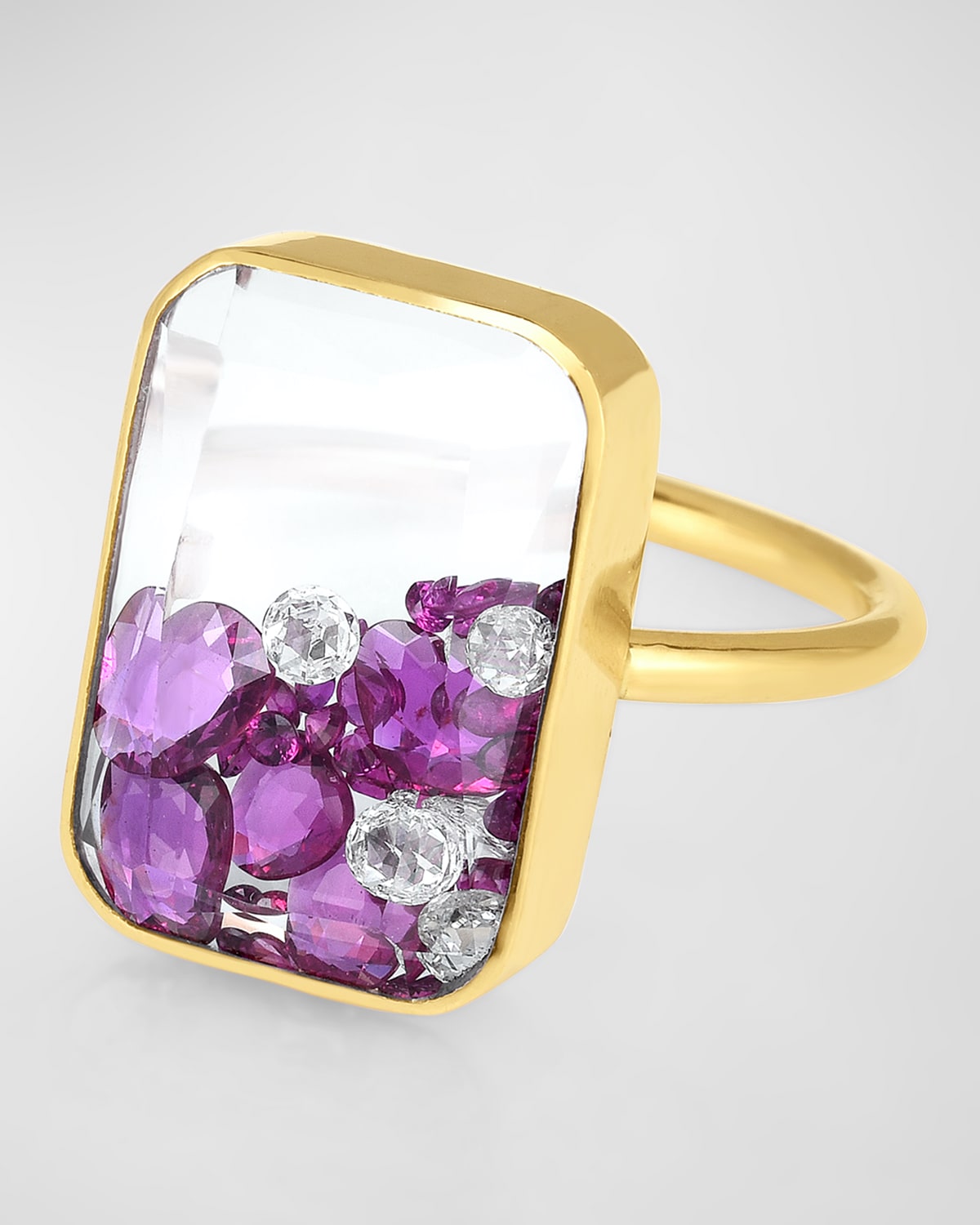 Shop Moritz Glik Ten Fourteen Diamond And Ruby Kaleidoscope Shaker Ring