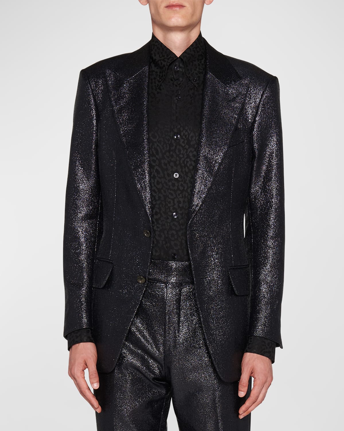 Tom Ford Men's Shelton Glitter Sport Coat In Black Solid