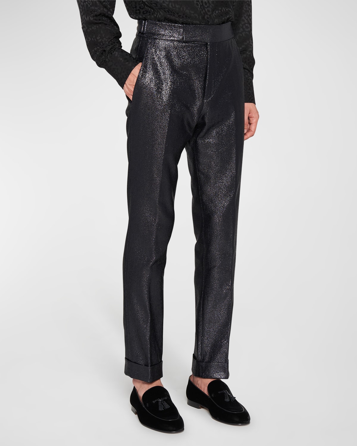 Tom Ford Men's Shelton Glitter Trousers In Black