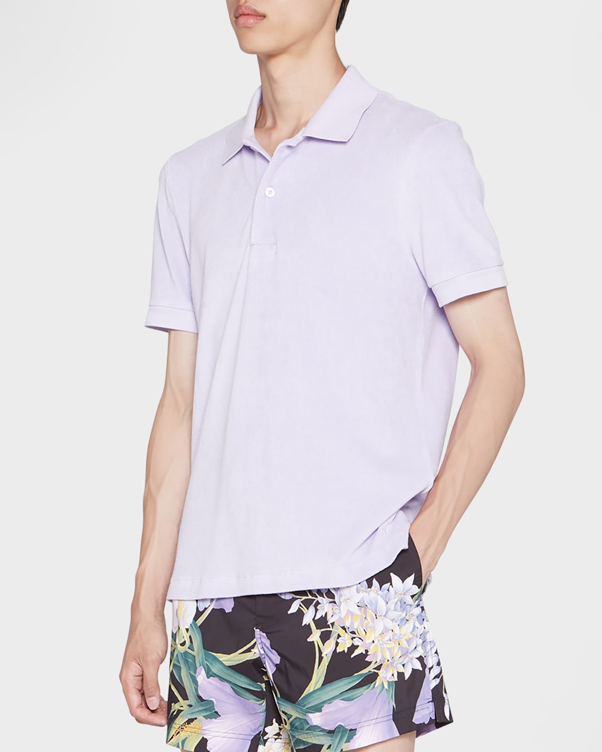 Tom Ford Men's Cotton Terry Polo Shirt In Light Viol