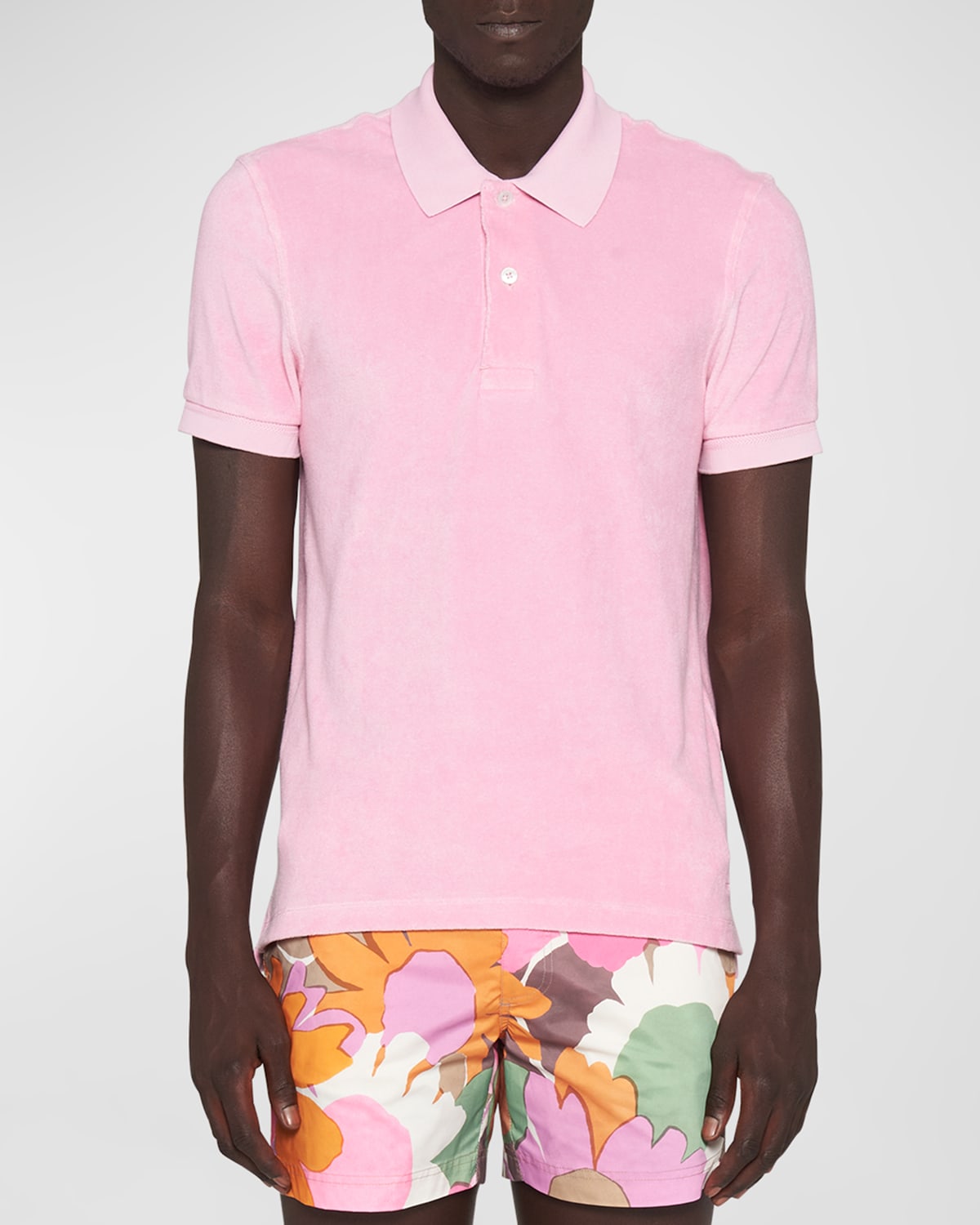 Tom Ford Pimk Short-sleeves Polo In Cotton Piquet Jersey Man In Peony