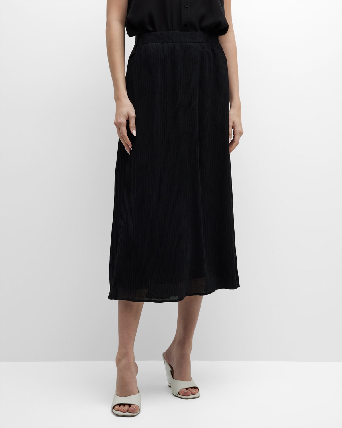 A-Line Silk Jacquard Midi Skirt